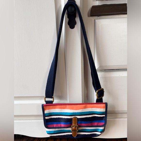 Fossil Coated Canvas Multi Striped Flap Closure Crossbody - Picture 3 of 11